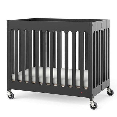 Foundations Boutique Wooden Compact Folding Baby Crib OM+ to 25 Kg, L 101.6 x W 64.77  x H 88.9 cm Black
