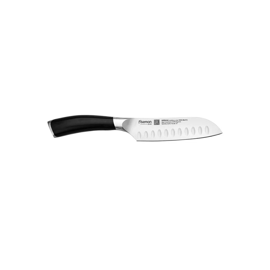 Krönung Series, Santoku Knife in Black/Silver Color, 13 cm