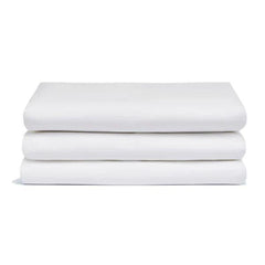 Comfort 240 Thread Count Hotel Linen Flat Sheet Queen 60% Cotton 40% Polyester Sateen Plain, 130 Gsm, 240 x 305 cm, Color White
