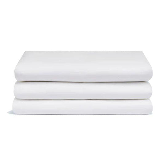 Comfort 240 Thread Count Hotel Linen Flat Sheet Single 60% Cotton 40% Polyester Sateen Plain, 130 Gsm, 190 x 305 cm, Color White