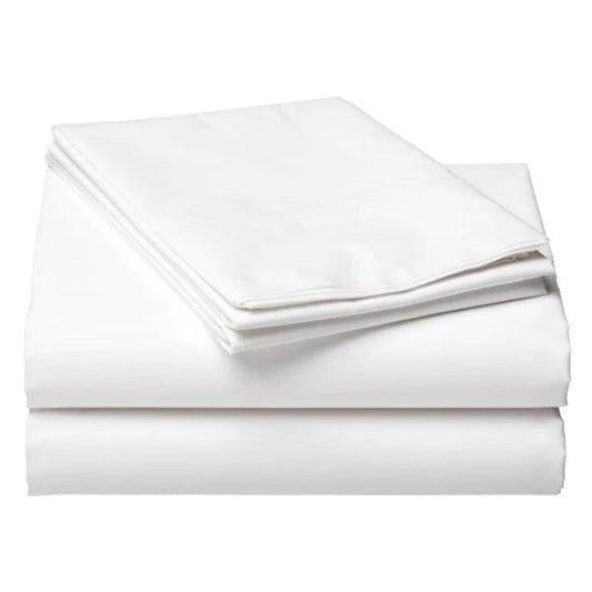 Simplicity 200 Thread Count Hotel Linen Flat Sheet Queen Polycotton Percale, 120 Gsm, 240 x 305 cm, Color White