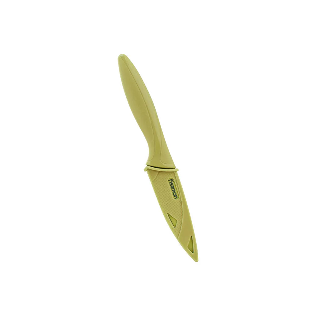 Stainless Paring Series Knife with Sheath in Yellow Color, 10 cm