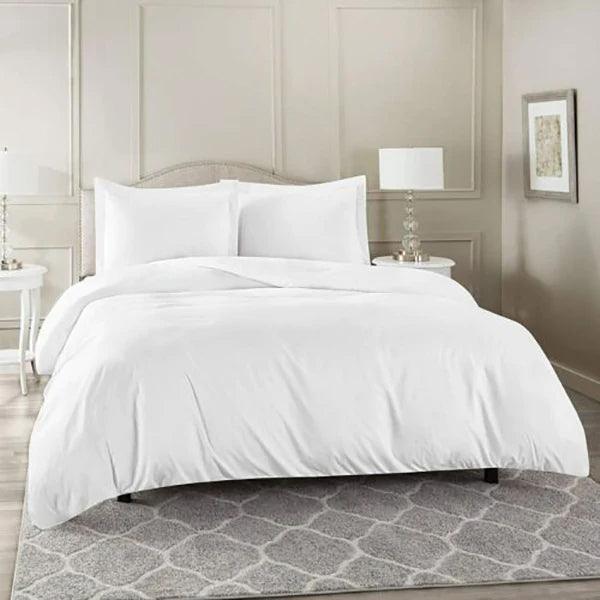 Oasis 300 Thread Count Hotel Linen Duvet Cover Queen 100% Cotton 1 cm Stripe, 110 GSM, 220 x 250 cm, Color White