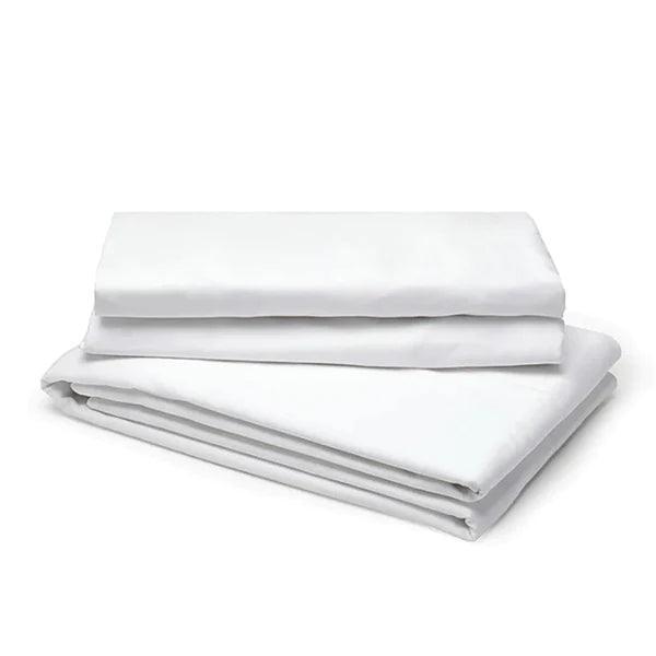 Royale 300 Thread Count Plain Hotel Linen Flat Sheet Single 100 % Cotton Sateen, 110 Gsm, 190 x 305 cm, Color White