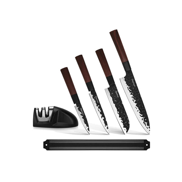 Kendo Series X30Cr13 Steel 6-Piece Knife Set with Magnet Bar And Sharpener