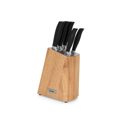 FUJIKAWA With Wooden Block (3Cr14 Steel) 6-Piece Knife Set