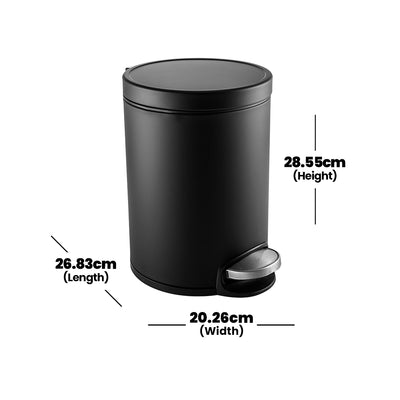 bagnodesign-matt-black-stainless-steel-hotel-pedal-bin-capacity-5-litre