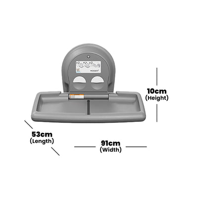 Koalakare USA Horizontal Wall Mounted Baby Changing Station Grey