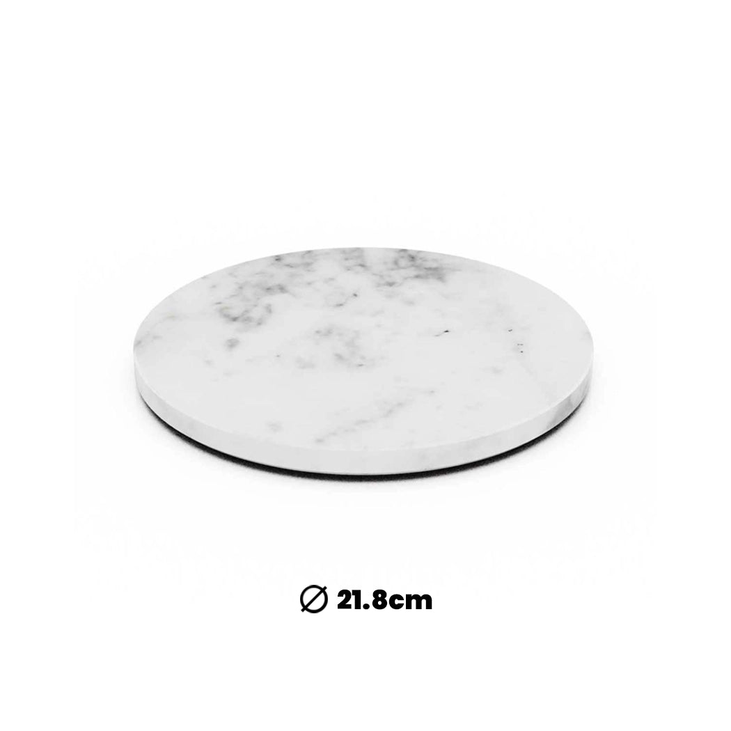 Wundermaxx Marble Plinth Round White, 21.8 x 2.5 cm