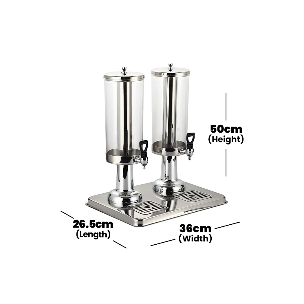 Viraj Stainless Steel Dual Juice Dispenser, 4 Ltr