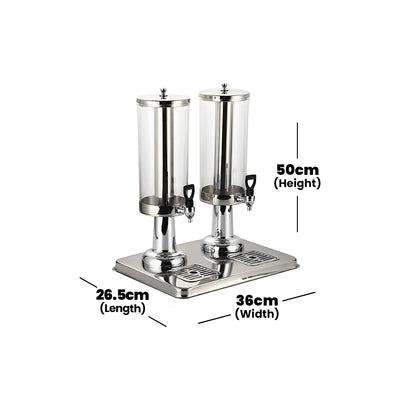 THS Stainless Steel Dual Juice Dispenser, 4 Ltr