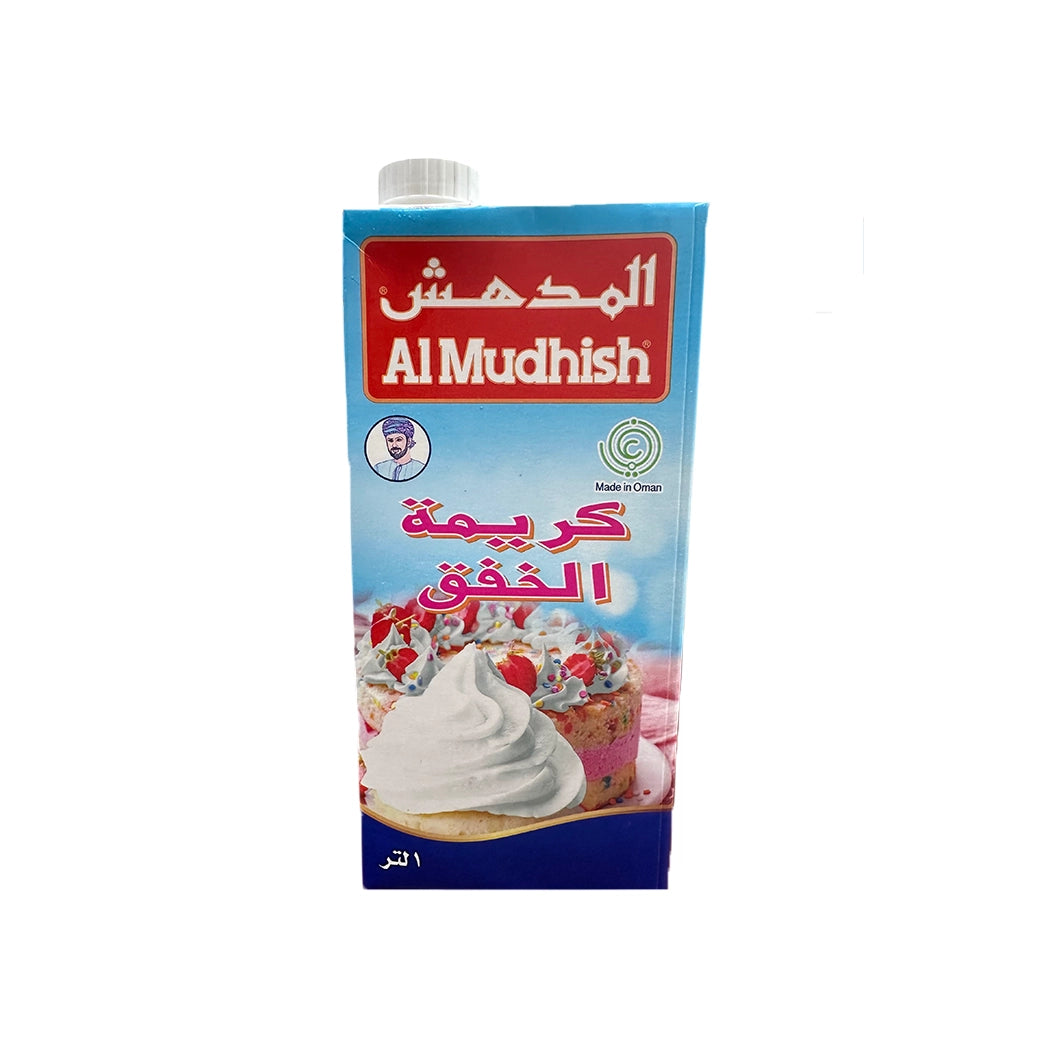 Almudhish UHT Treated Sweetened Whipping Cream 28% Fat, 1 L x 12 Packs