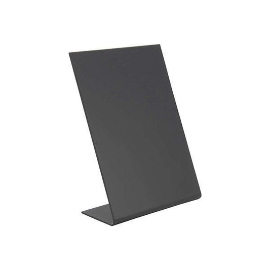 Securit® Tabletop Chalkboard L Sign, Acrylic Chalkboard Stand Vertical A6 H 15.5 x W 10.5 x D 5 cm , Tabletop Chalkboard Menu Stand for Restaurants, Color Black, Set of 3