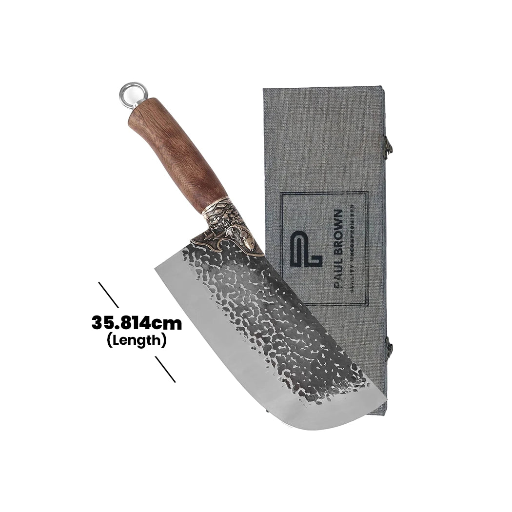 Paul Brown High Carbon Alloy Steel Slicing Cleaver with Wooden Handle, Blade Length 21 cm