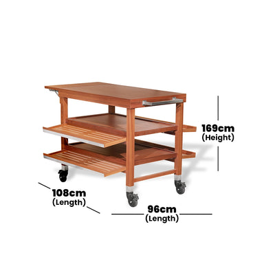 Wundermaxx Oak Double Trolley Lacquer Finish, 169.45 x 108.2 x 96 cm