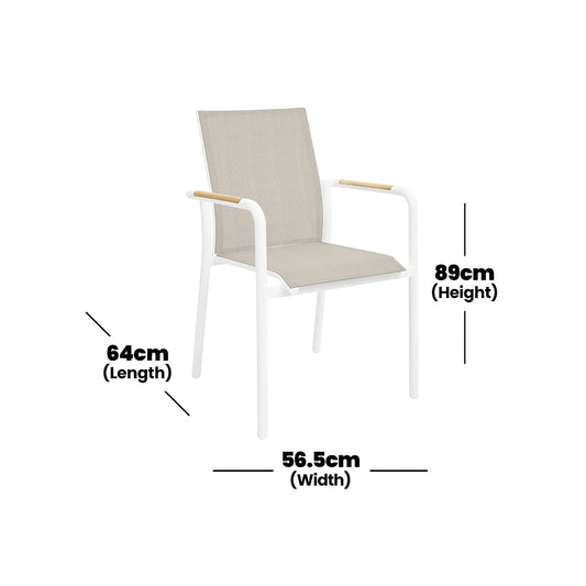 gymkhana-pesaro-outdoor-dining-chairtextilene-with-teak-armrest-stackable-white-wheat-teak-56-5x64x89-cm