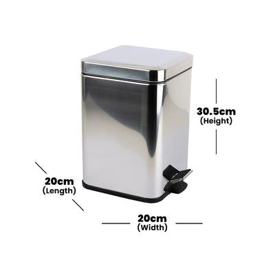 bagnodesign-polished-stainless-steel-hotel-square-pedal-bin-capacity-6-litre