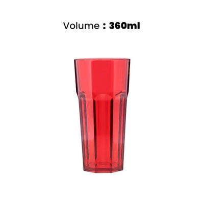 Tribeca Premium Polycarbonate Pc Clear Red Tumbler 360 ml, BOX QUANTITY 60 PCS