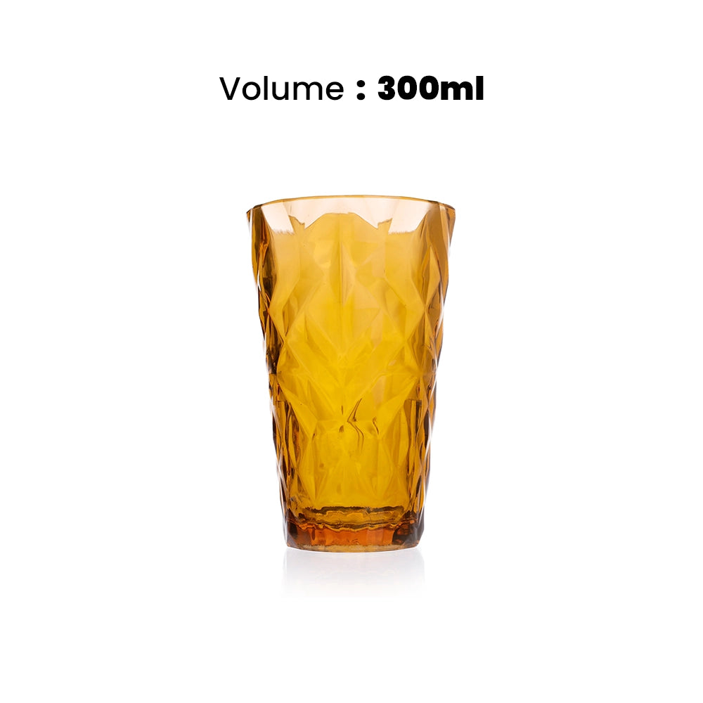 Tribeca Exclusive Diamond Polycarbonate Clear Amber Tumbler 300+ml, BOX QUANTITY 36 PCS