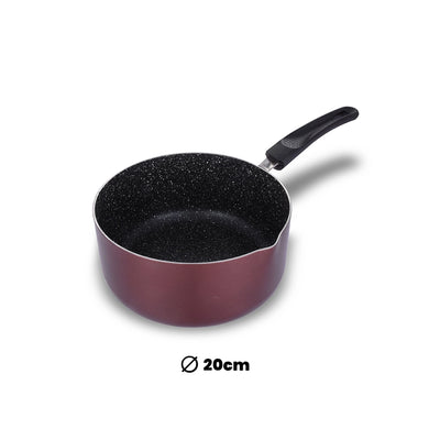 ARK Premium Marble Coated Non Stick Induction Aluminium Sauce Pan, 20 Cm