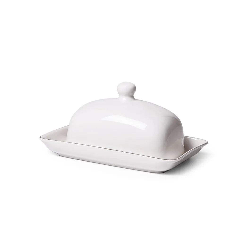 Aleksa Series Porcelain Butter Dish in White Color, 17.8 x 11.5 cm