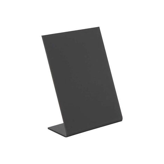 Securit® Tabletop Chalkboard L Sign, Acrylic Chalkboard Stand Vertical A7 H 11.5 x W 7.5 x D 4.5 cm, Tabletop Chalkboard Menu Stand for Restaurants, Color Black, Set of 5