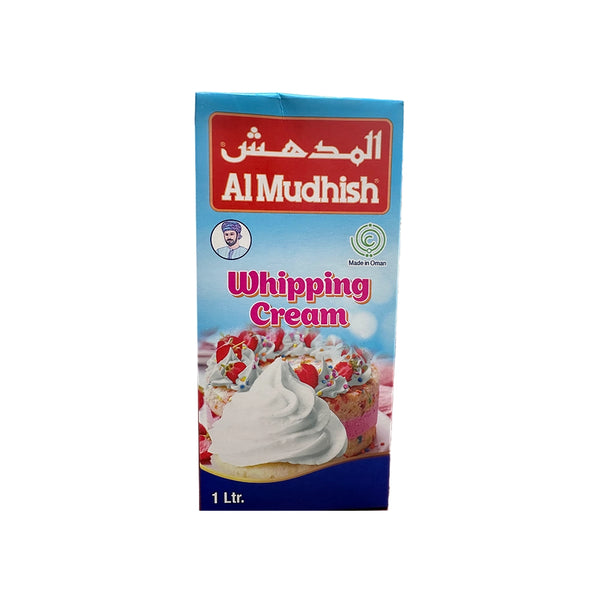 Almudhish UHT Treated Sweetened Whipping Cream 28% Fat, 1 L x 12 Packs