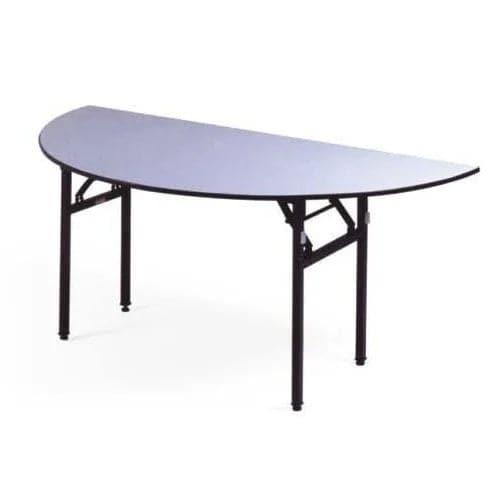 طاولة مستديرة نصف رمادية بطول 120 × عرض 45 × ارتفاع 75 سم، متينة وموفرة للمساحة، أسطح طاولات مغلفة من MDF بأرجل قابلة للطي