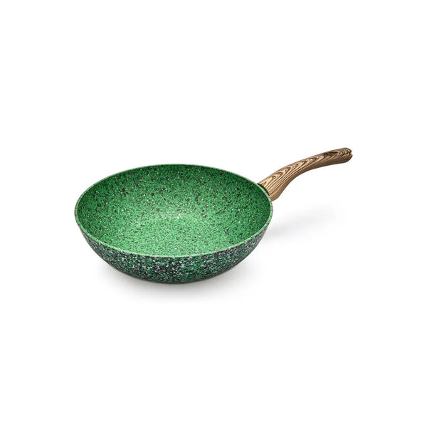 Malachite Series Aluminum Non-Stick Wok Pan with Induction Bottom in Green Color, 24 x 7 cm