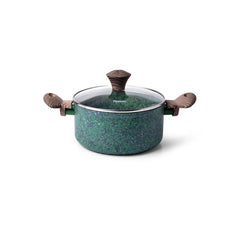 Malachite Series Aluminium Non-Stick Stockpot with Glass Lid and Induction Bottom, 4.7ltr. Capacity and 24 x 10.9 cm