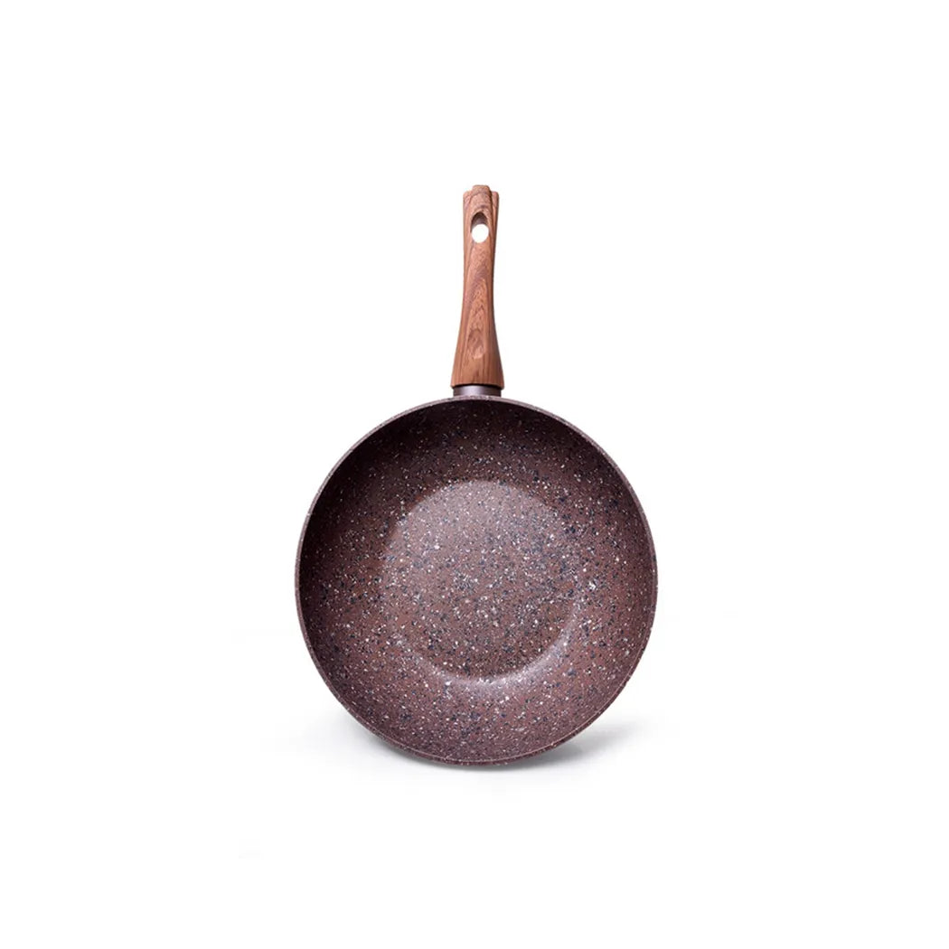 Magic Brown Series Aluminium Non Stick Wok with Induction Bottom in Chocolate Color, 24 x 7 cm