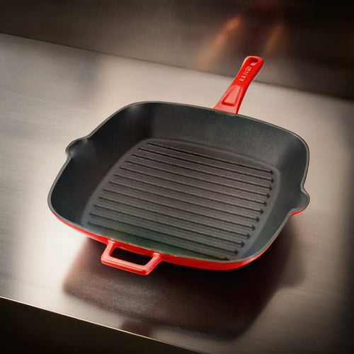 Lava Turkey Cast Iron Square Grill Pan Red 28cm