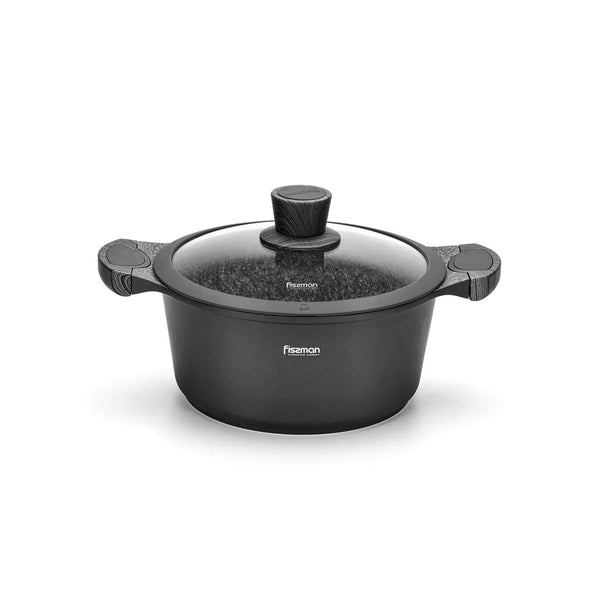 Aluminium Non-Stick Stock Pot with Glass Lid and Induction Bottom in Dark Grey/Clear, 2.4ltr. Capacity, 20 x 9.5 cm