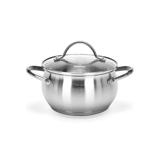 Martinez Series Stainless Steel Stockpot with Glass Lid in Silver Color, 5.9ltr. Capacity and 24 x 13 cm