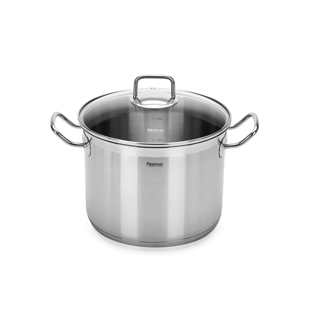 Tahara Series Stainless Steel Stockpot with Glass Lid in Clear/Silver Color, 13.2ltr. Capacity and 28 x 13 cm