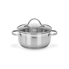 Luminosa Series Stainless Steel Stockpot with Glass Lid in Silver Color, 9.5 x 20 cm