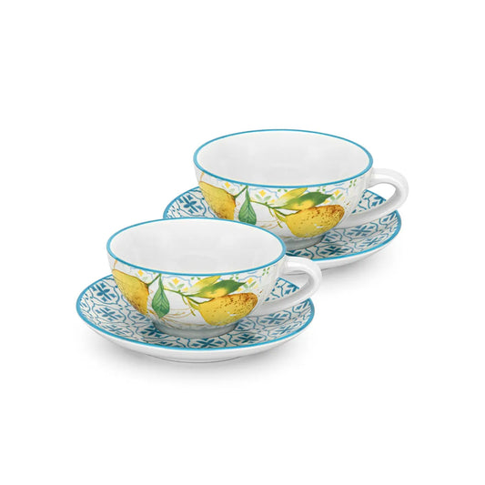 Capri Series Porcelain Set of 2 Cups and 2 Saucers, 200 ml