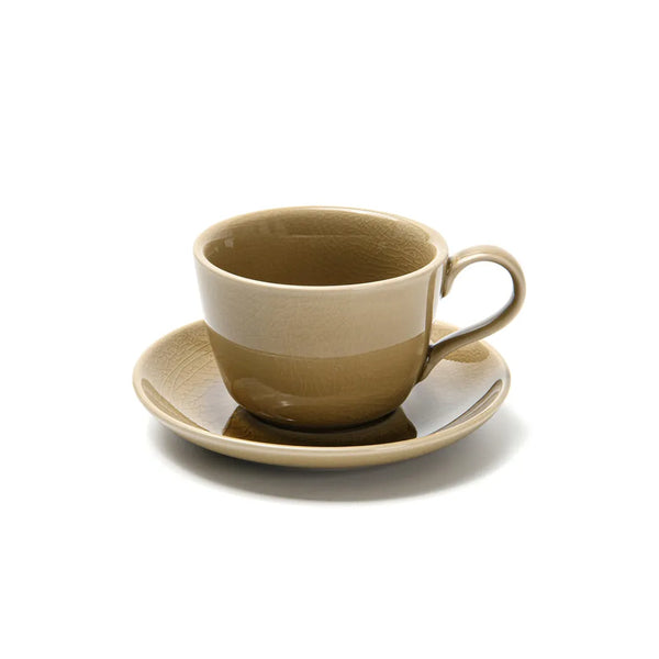 Ceramic 2-Piece Cup And Saucer in Brown Color, 260 ml