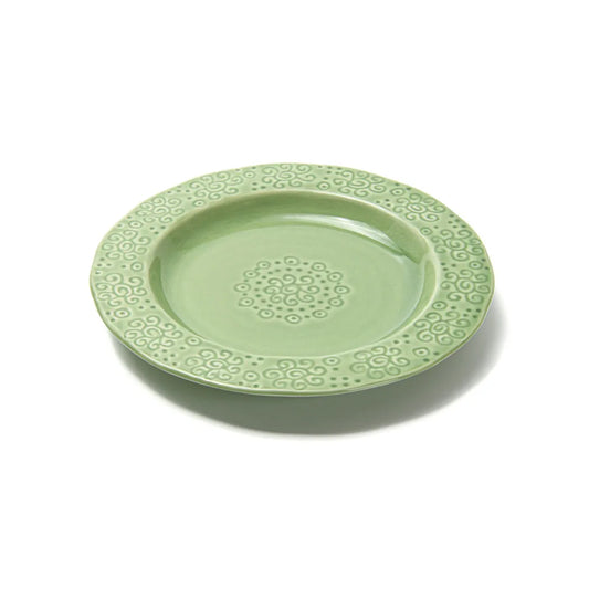 Ceramic Plate in Green Color, 23 cm