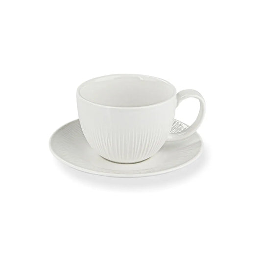 2-Piece Porcelain Mug And Saucer Set in White Color, 280 ml