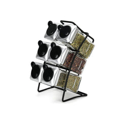 Spice Rack Organizer with 6 Spice Jars and Stand in Clear/Black Color