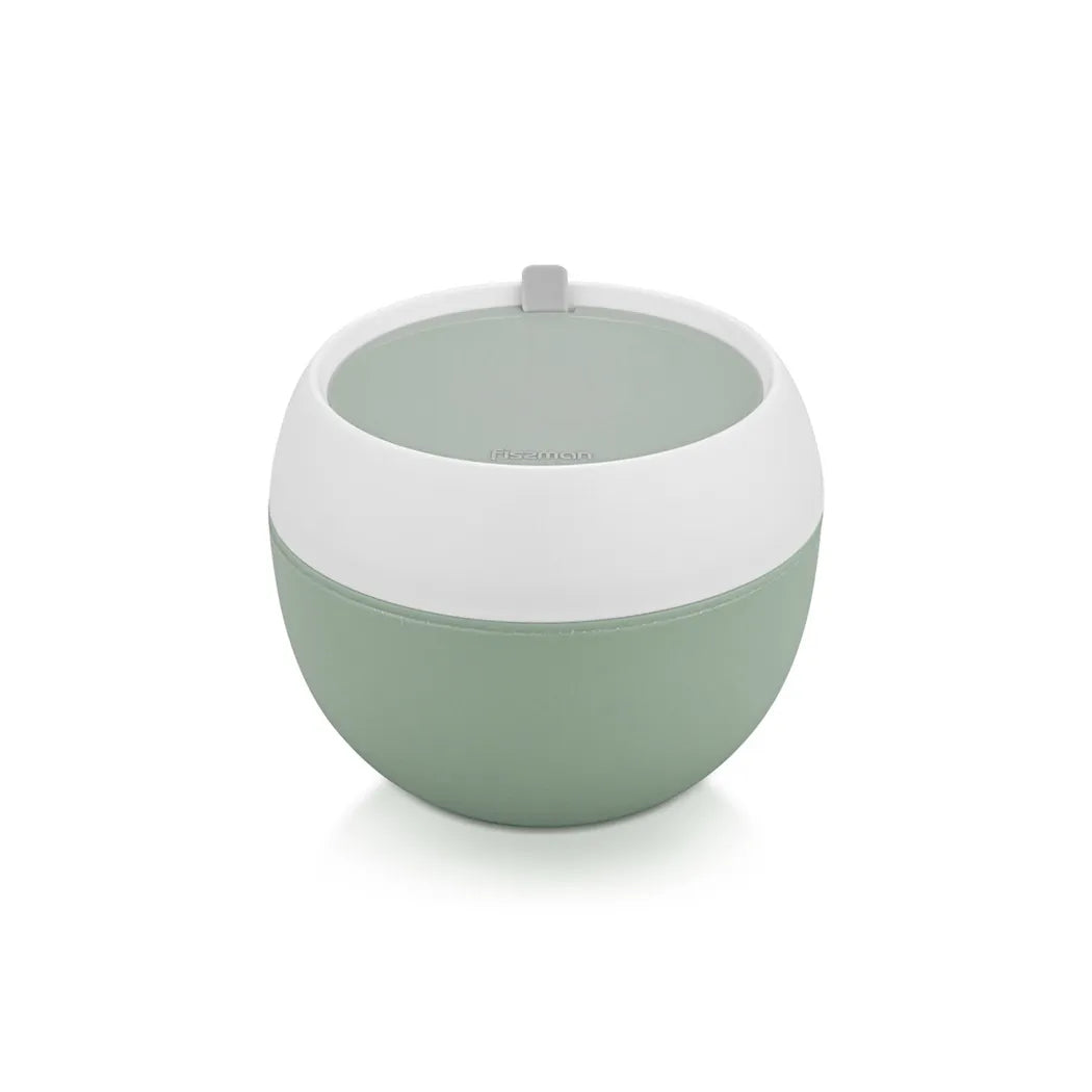 Plastic made Round Shaped Lunch Box in Green Color, 14.8 x 12.1 cm