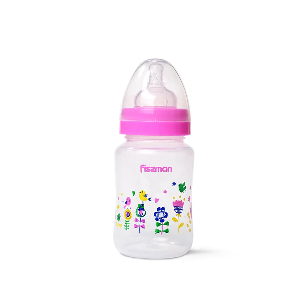 Fissman Plastic Baby Feeding Bottle With Wide Neck 240ml Pink