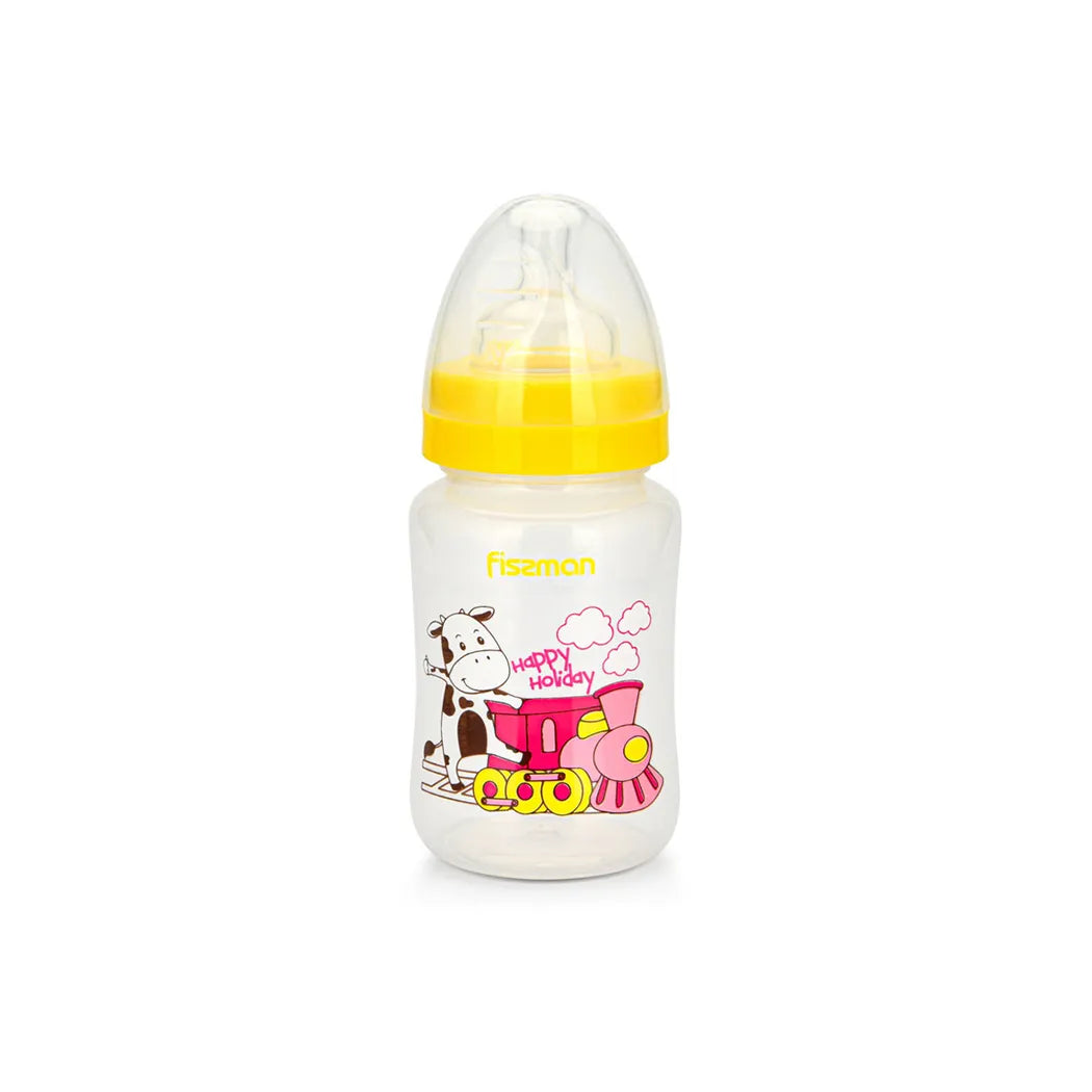 Fissman Plastic Baby Feeding Bottle With Wide Neck 240ml Yellow