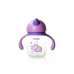 Fissman Training Cup for Toddler Drinkware With Spout And Straw Spill Proof Sippy with Handle Purple - 260ml