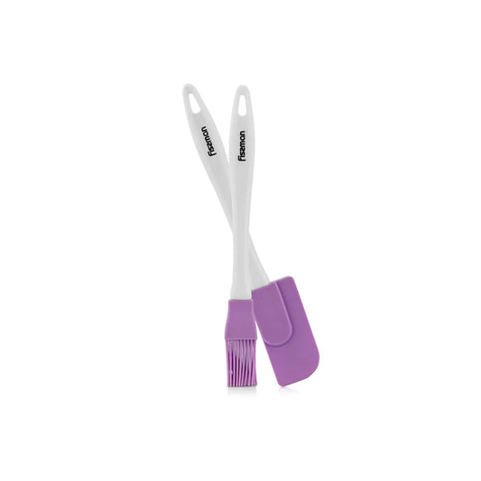 Pack Of 2 Piece Silicon made Brush and Spatula in Purple Color, 21 x 2.2 cm and 22 x 3.5 cm