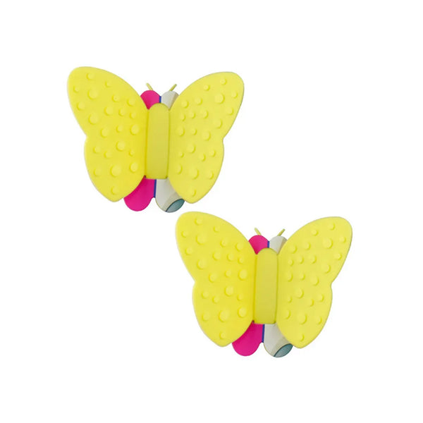 2-Piece Silicon made Butterfly Design Pot Holder Magnet Set in Yellow Color