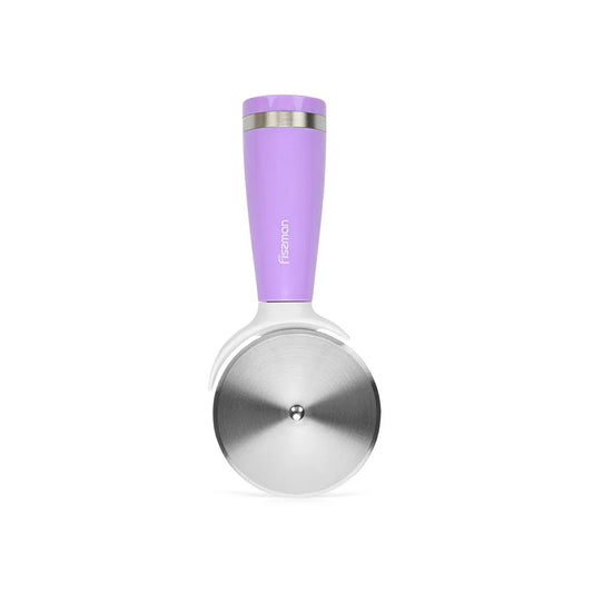 Stainless Steel Pizza Cutter with Ergonomic Handle in Purple Color