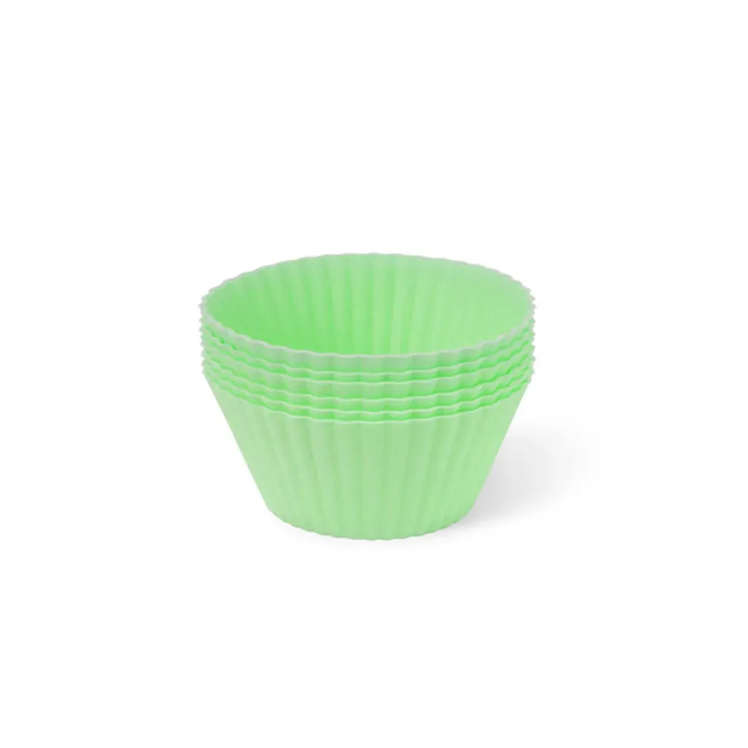 6-Piece Non-stick and Reusable Silicon Cupcake Molder in Mint Color