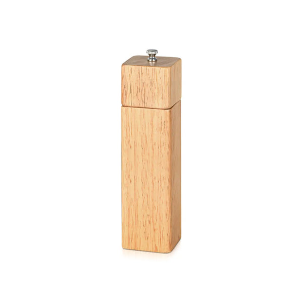 Square Shaped Rubber Wood made Pepper Mill in Beige Color, 21.5 x 5 cm